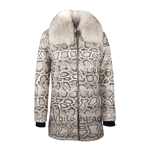 White Python Leather Coat
