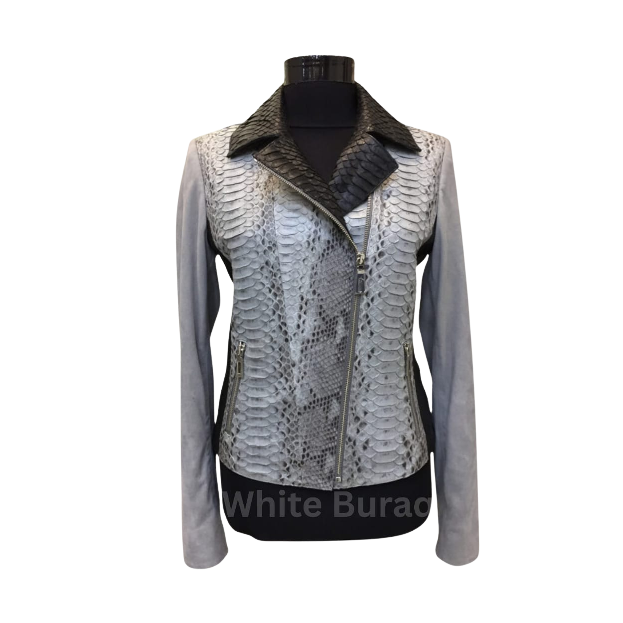 White Real Python Leather Jacket