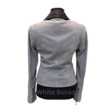 Gray leather jacket on a mannequin