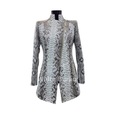 White Python Leather Trench Coat