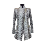 White Python Leather Trench Coat