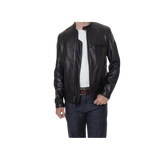 Waxed Pebbled Cowhide Cafe Racer Leather Jacket