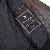 Men's Distressed Brown A-2 Leather Bomber with Removable Collar – quilted lining with inside zip pocket