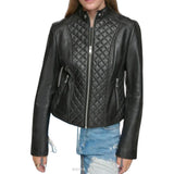 Women's Quilted Black Lambskin Leather Jacket