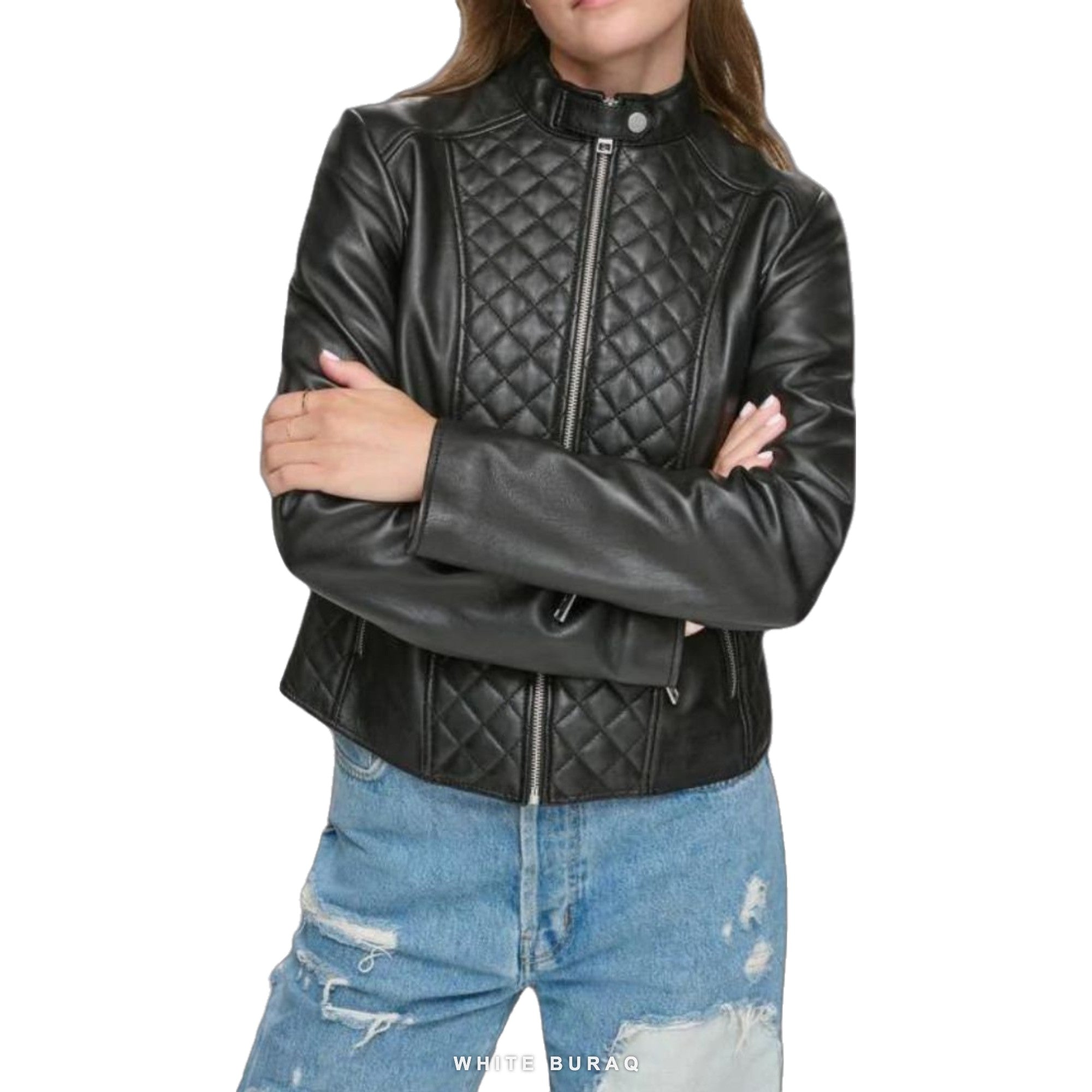Women's Quilted Black Lambskin Leather Jacket – view 4