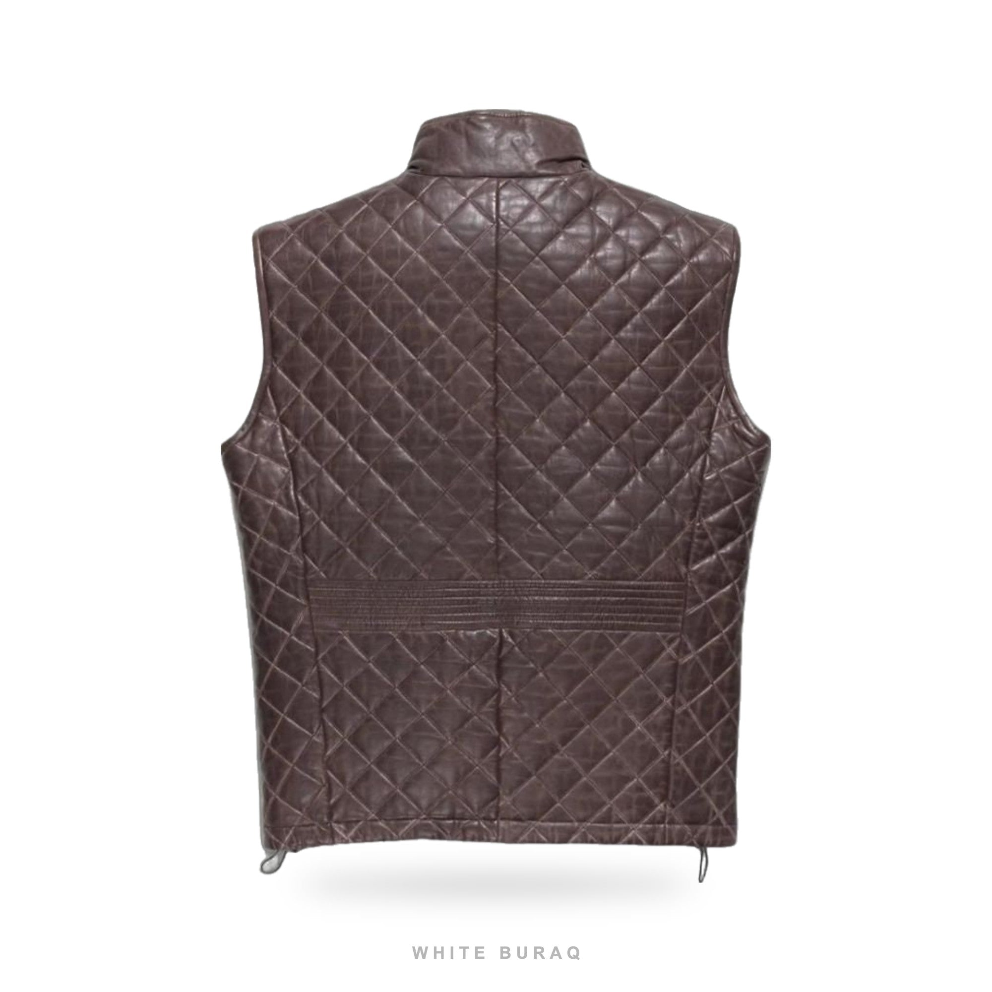 Men's Distressed Brown Lambskin Leather Vest – view 2