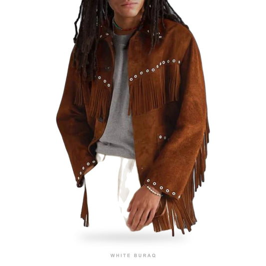 Men's Brown Suede Western Fringe Jacket