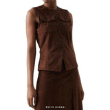 Women's Brown Suede Sleeveless Jacket