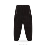Men's Black Lambskin Suede Cargo Jogger Pants
