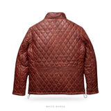 Men's Brown Quilted Lambskin Leather Bomber Jacket – view 2