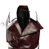 Women's Burgundy Lambskin Cropped Biker Jacket – view 3