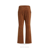 Women's Brown Suede High-Waist Flared Pants – view 5