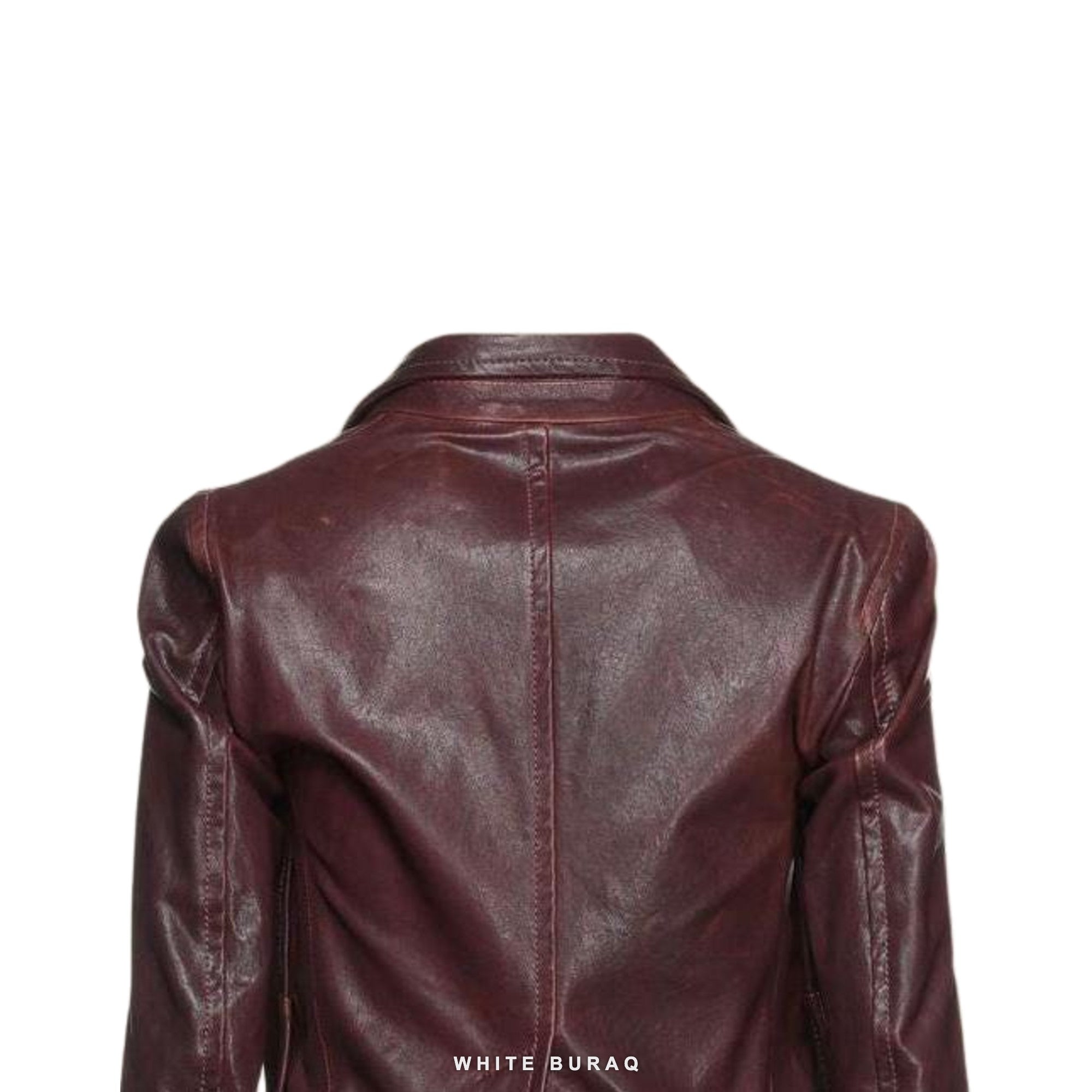 Women's Burgundy Cropped Sheepskin Leather Jacket – view 4