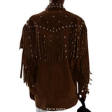 Women's Studded Brown Suede Fringe Western Jacket – view 2