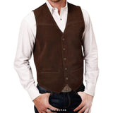 Men's Dark Brown Suede Western Vest