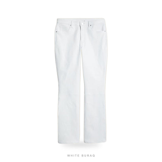 Men's White Leather Straight-Leg Pants