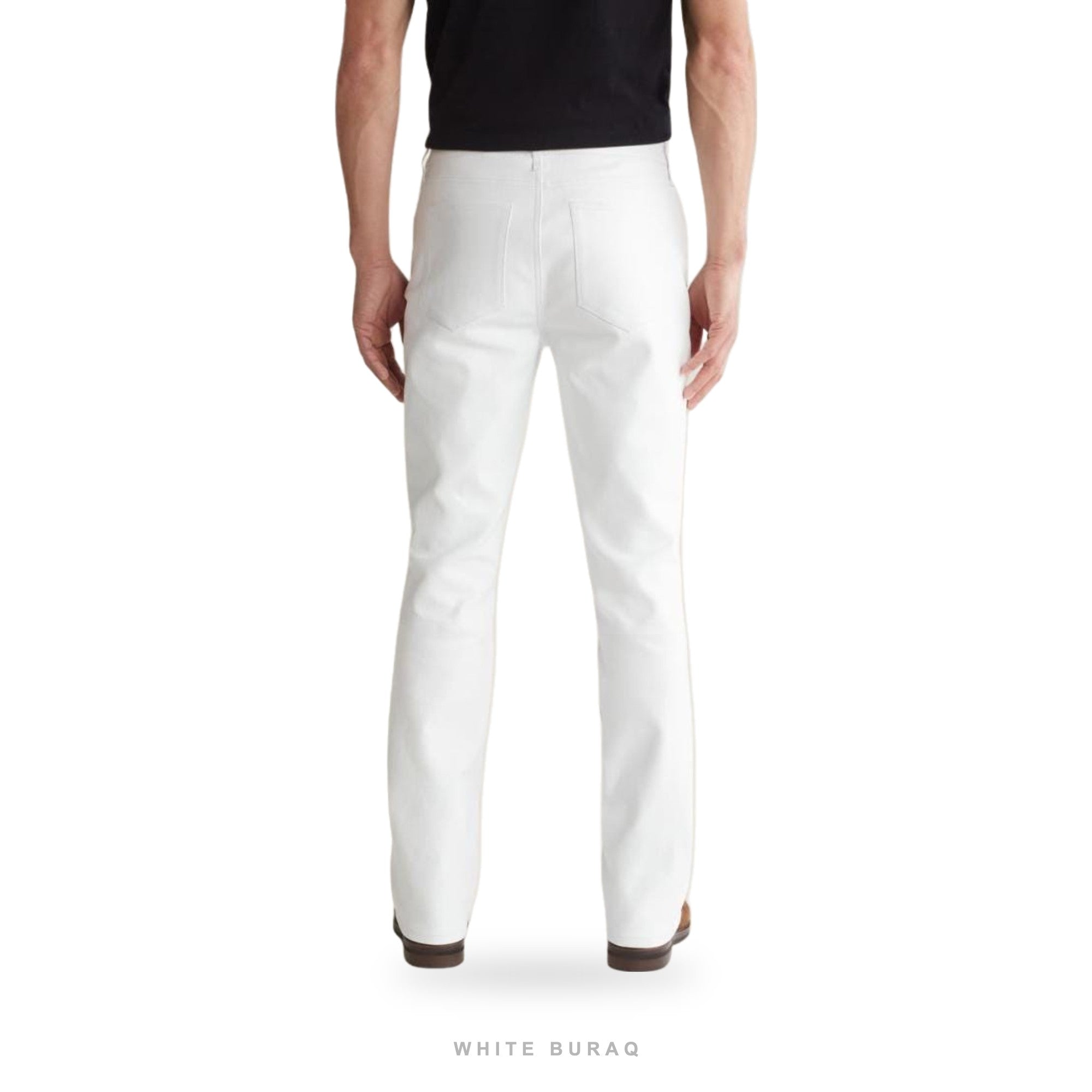 Men's White Leather Straight-Leg Pants – view 2