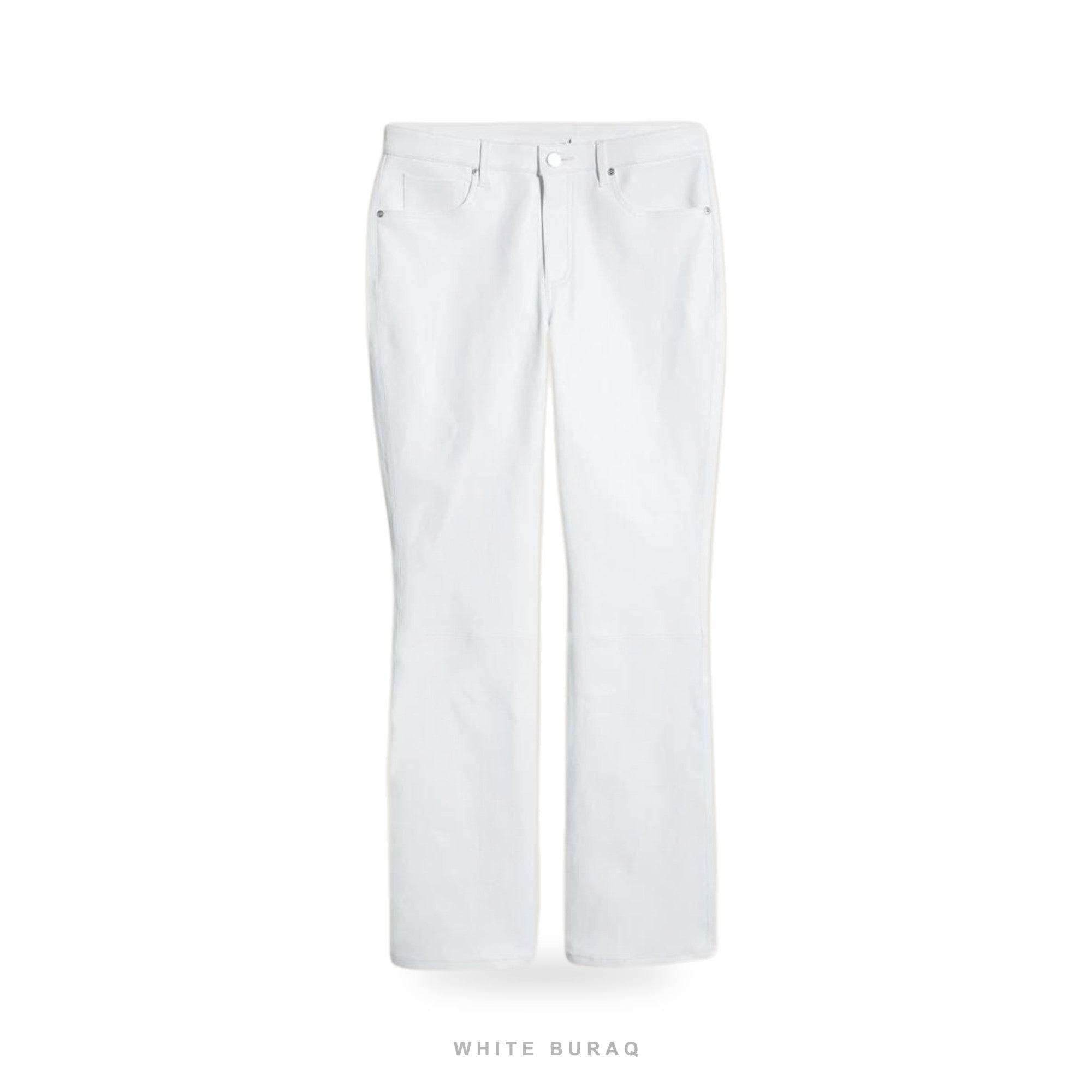 Men's White Leather Straight-Leg Pants – view 3