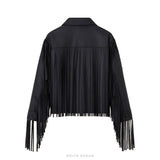 Women's Black Sheepskin Western Fringe Zip Jacket – view 2