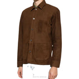 Men's Brown Goatskin Suede Western Shirt