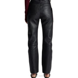 Women's Black Lambskin Leather Straight-Leg Pants – view 2