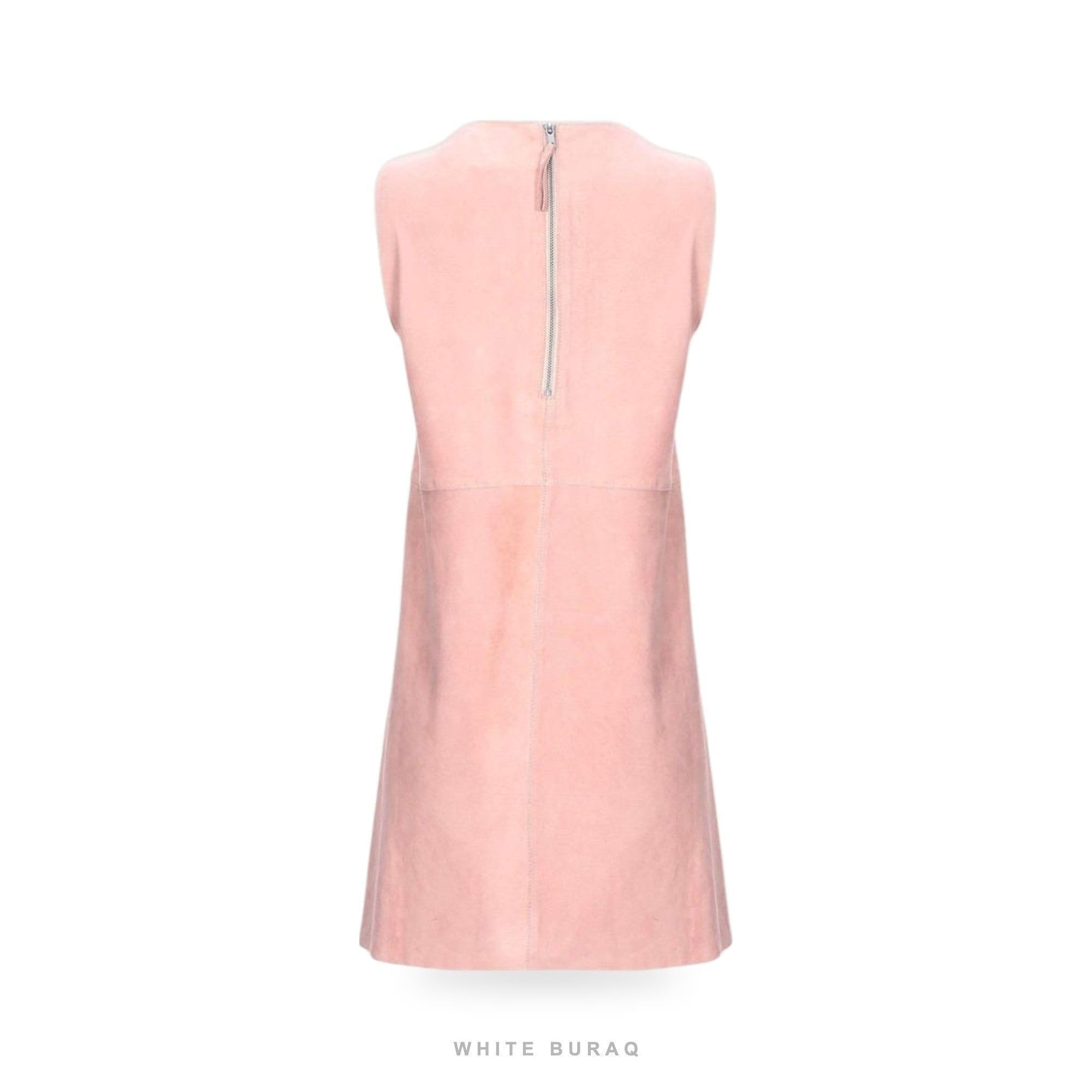 Women's Blush Pink Leather A-Line Mini Dress – view 2