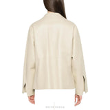 Women's Beige Lambskin Four-Pocket Utility Jacket – view 4