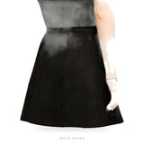 Women's Black Suede A-Line Button Mini Skirt – view 3