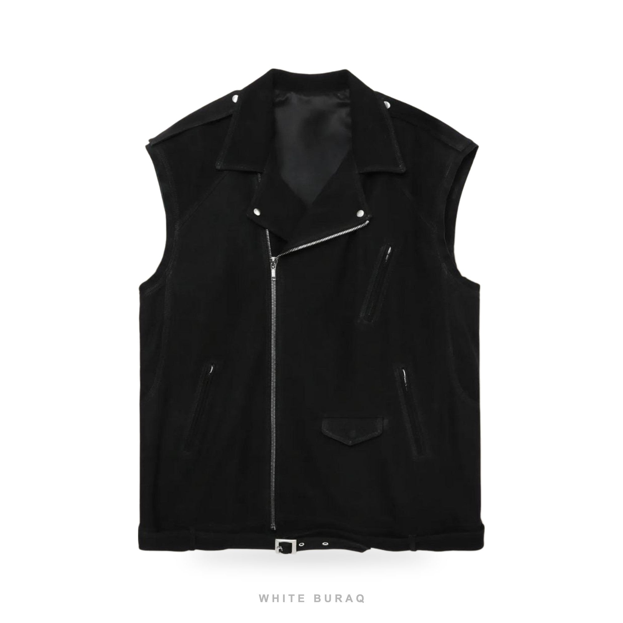 Women's Black Suede Biker Vest – view 3