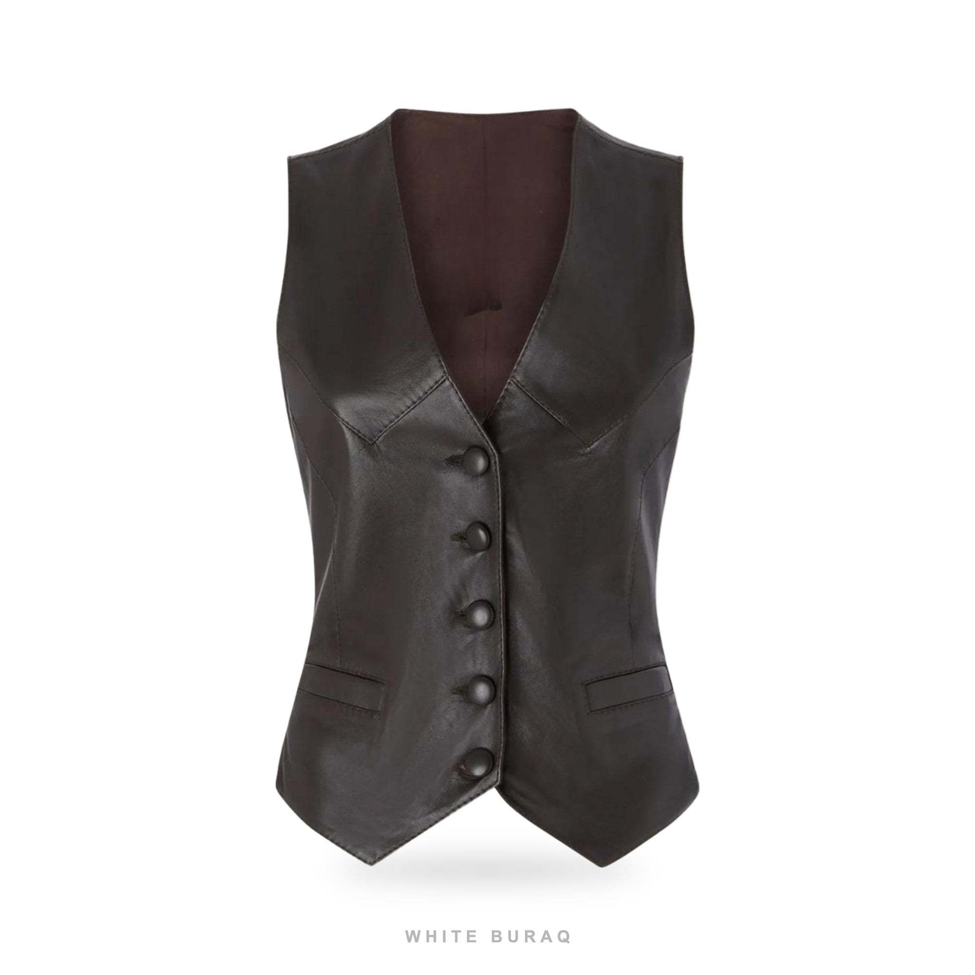 Women's Vintage Brown Lambskin Tailored Vest