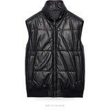 Men's Black Nappa Leather Padded Gilet