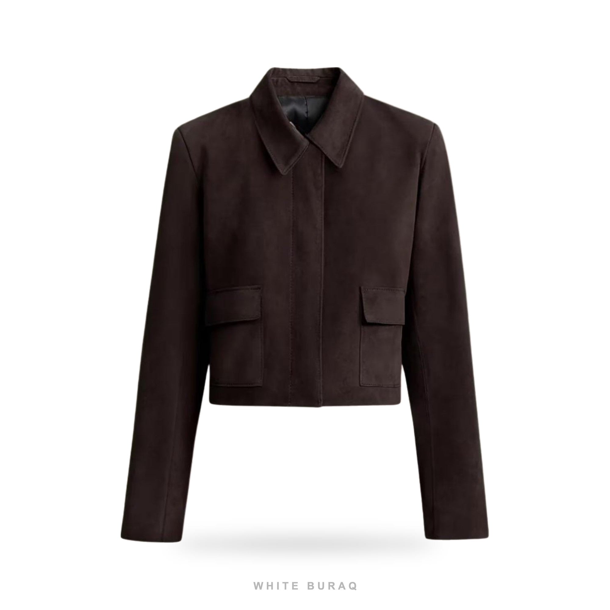 Women's Brown Suede Cropped Western Shirt Jacket