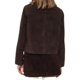 Women's Coffee Brown Suede Cropped Button Jacket – view 4