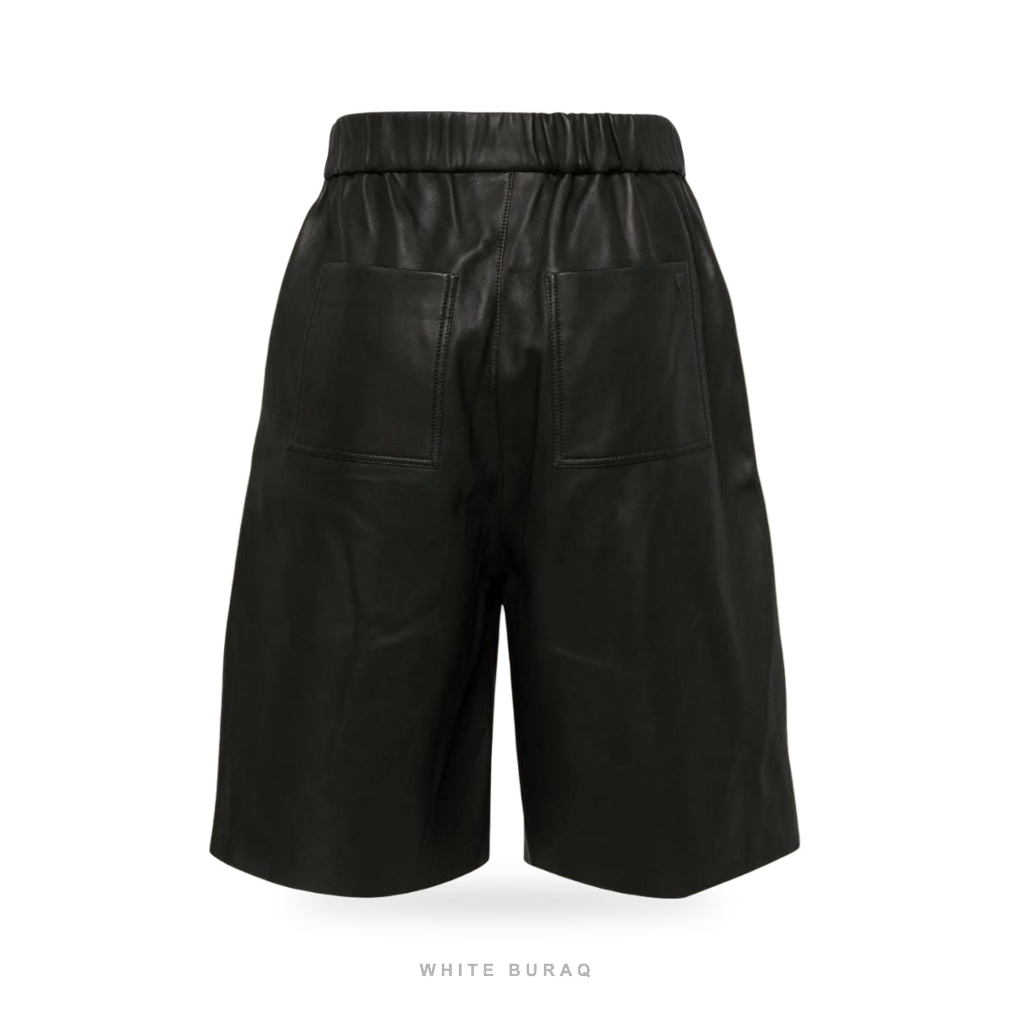 Men's Black Sheepskin Wide-Leg Leather Shorts – view 2