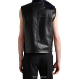 Men's Black Sheepskin V-Neck Zip Vest – view 4