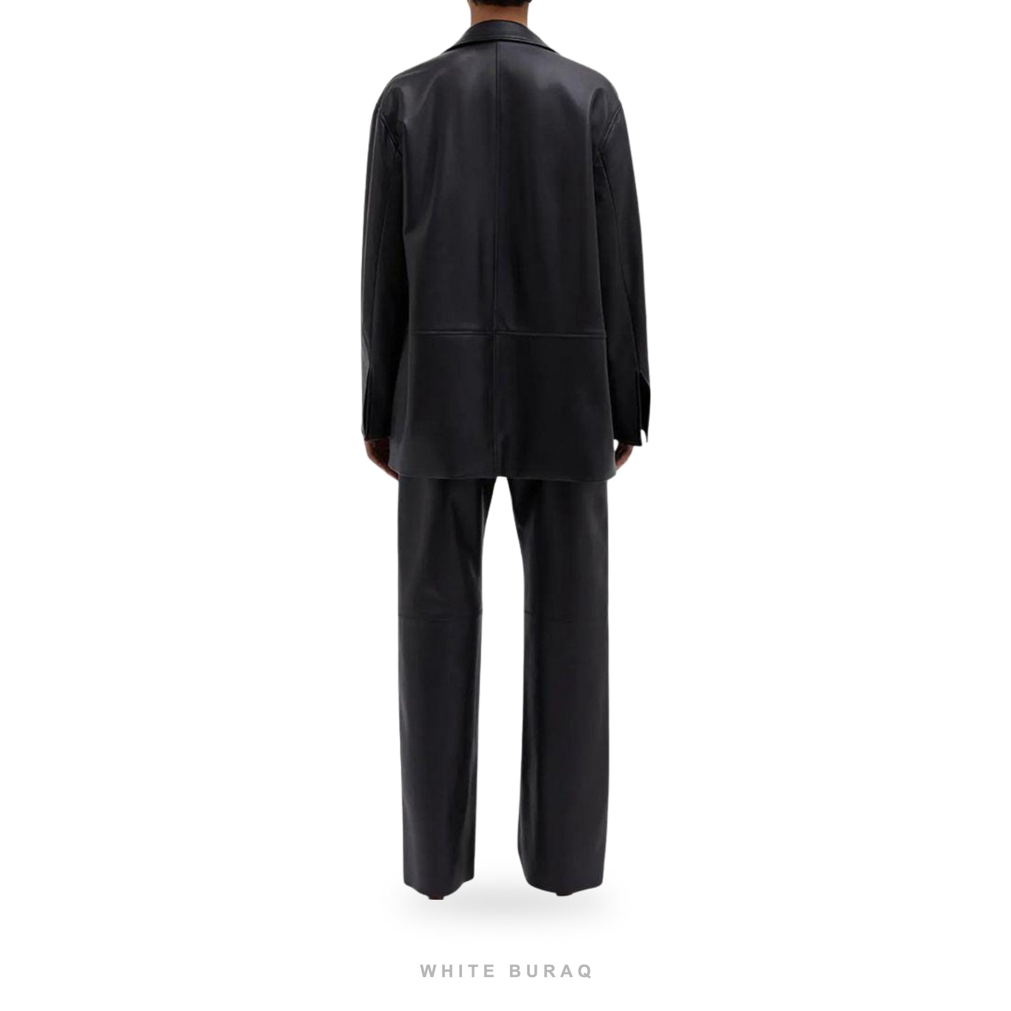 Women's Black Leather Oversized Moto Blazer – view 2