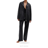 Women's Black Leather Oversized Moto Blazer – view 4