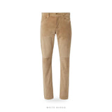 Men's Tan Brown Sheepskin Suede Straight-Leg Pants