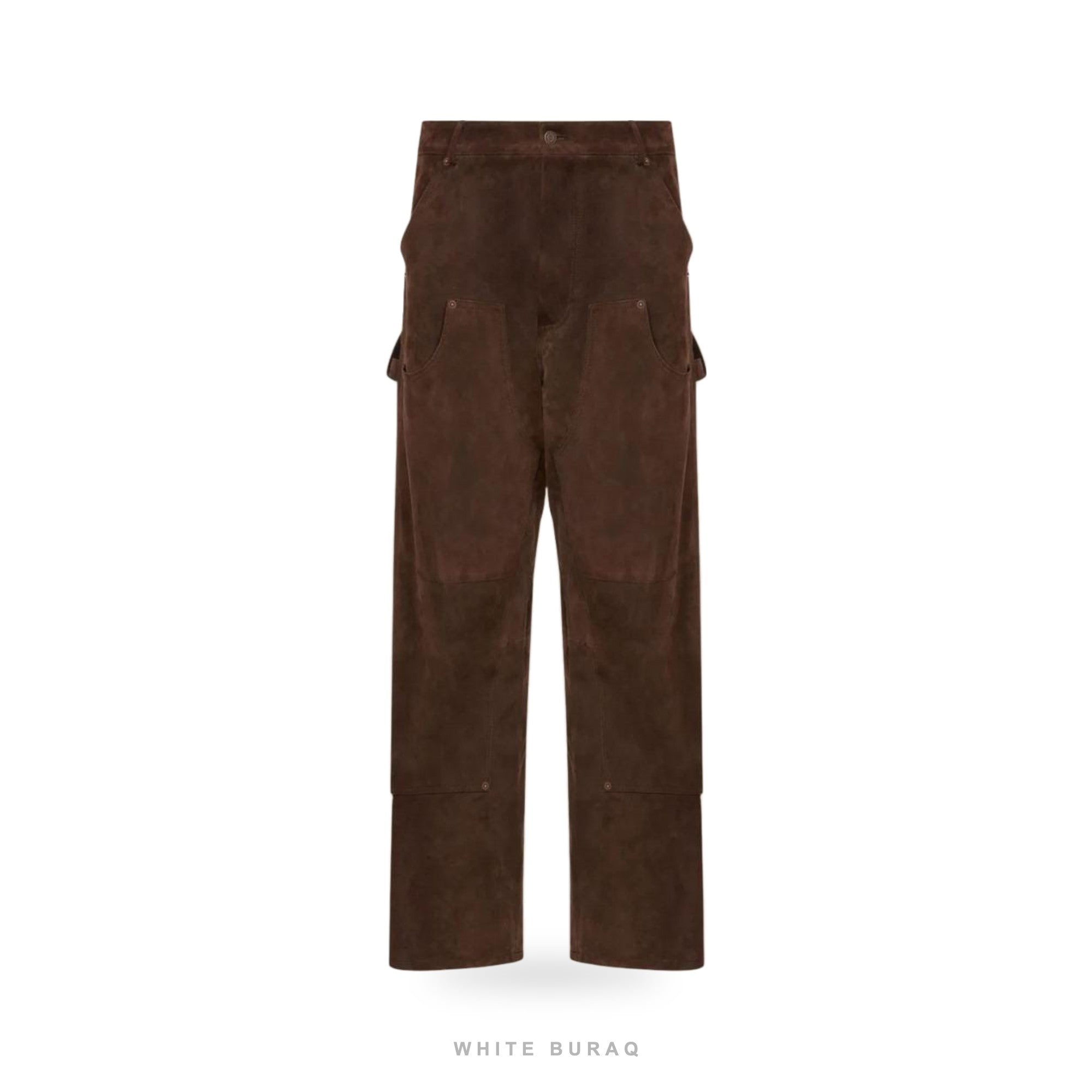 Men's Dark Brown Sheepskin Suede Utility Pants – view 2
