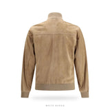 Men's Beige Suede Stand-Collar Bomber – view 4