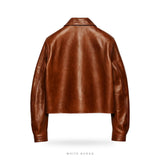 Men's Chestnut Brown Vintage Leather Bomber Jacket – view 2