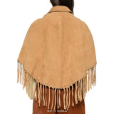 Women's Beige Suede Fringe Cape – view 2