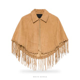 Women's Beige Suede Fringe Cape – view 4
