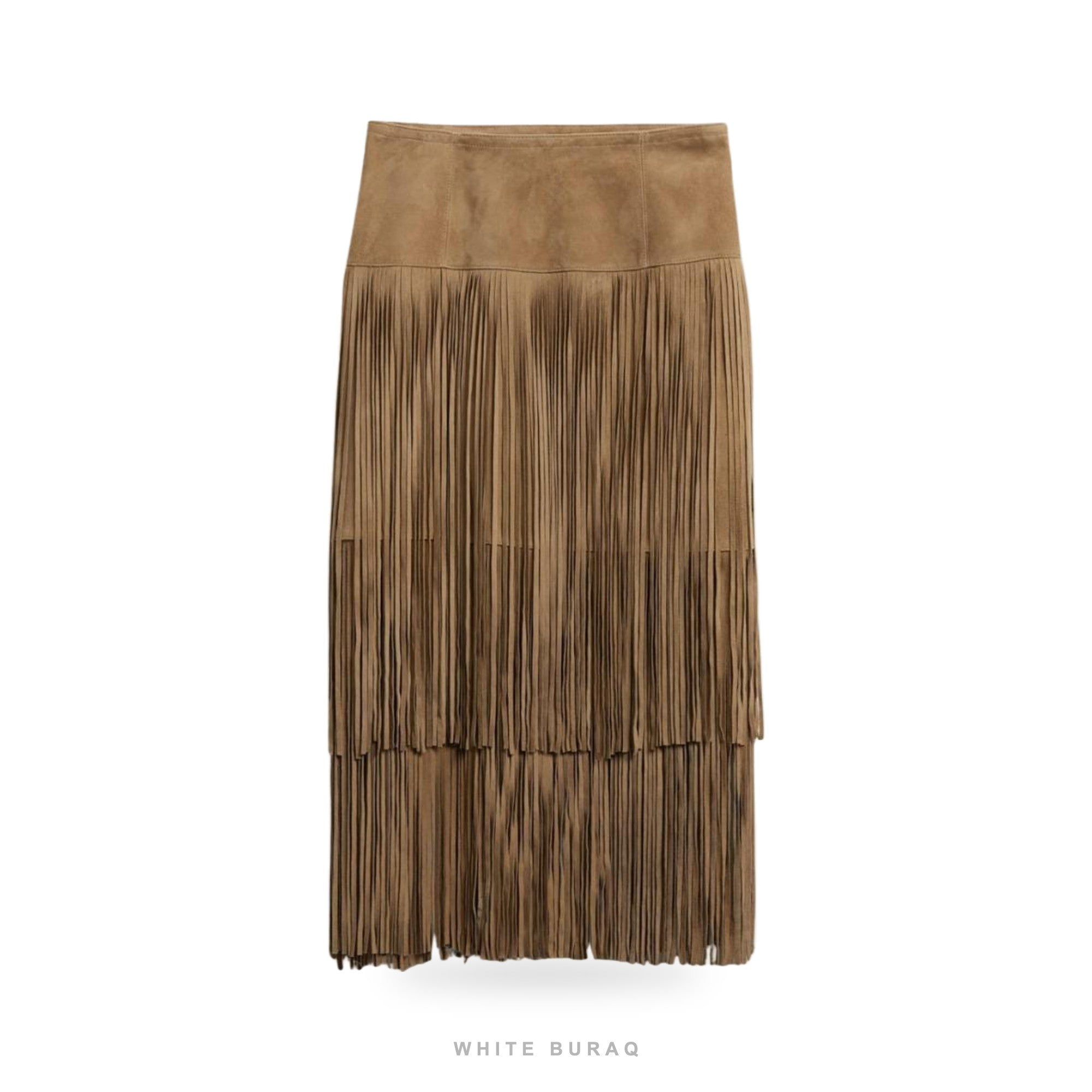 Women's Tan Suede Western Fringe Skirt – view 3