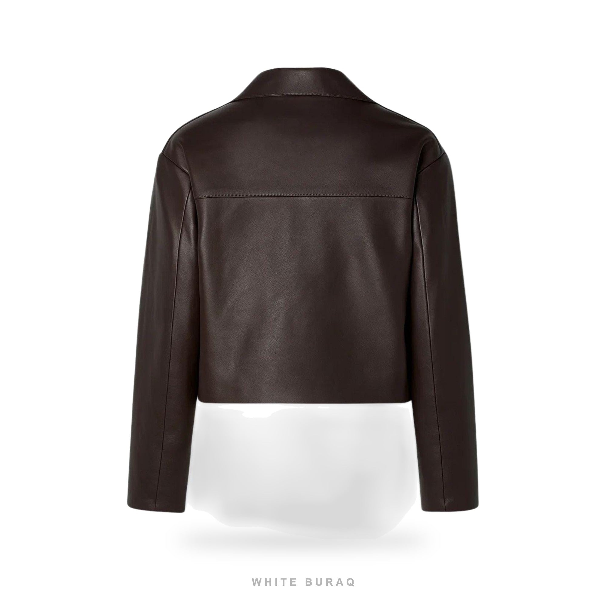 Women's Dark Chocolate Leather Cropped Button Jacket – view 2