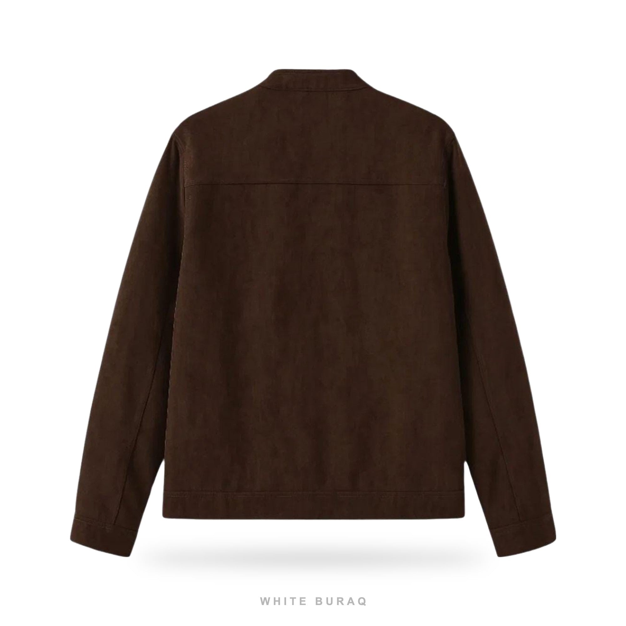 Men's Dark Brown Suede Snap-Collar Bomber – view 4