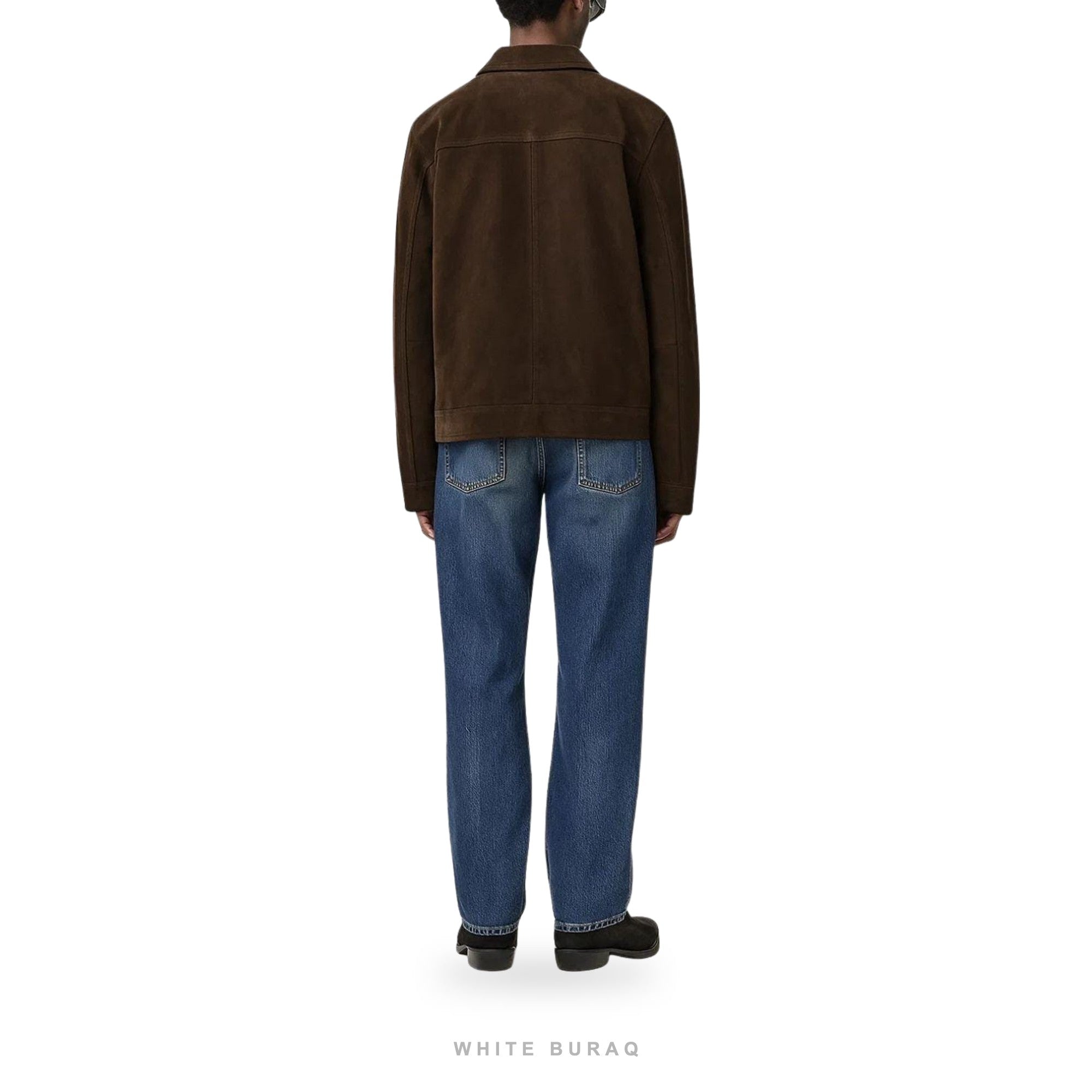 Men's Dark Brown Suede Zip Moto Jacket – view 2