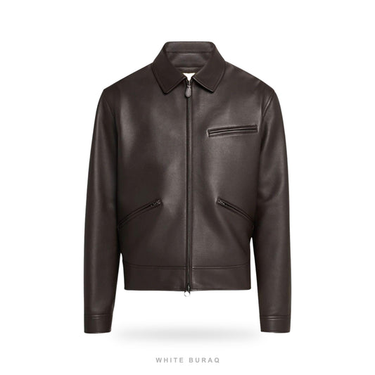 Men's Chocolate Brown Leather Moto Jacket