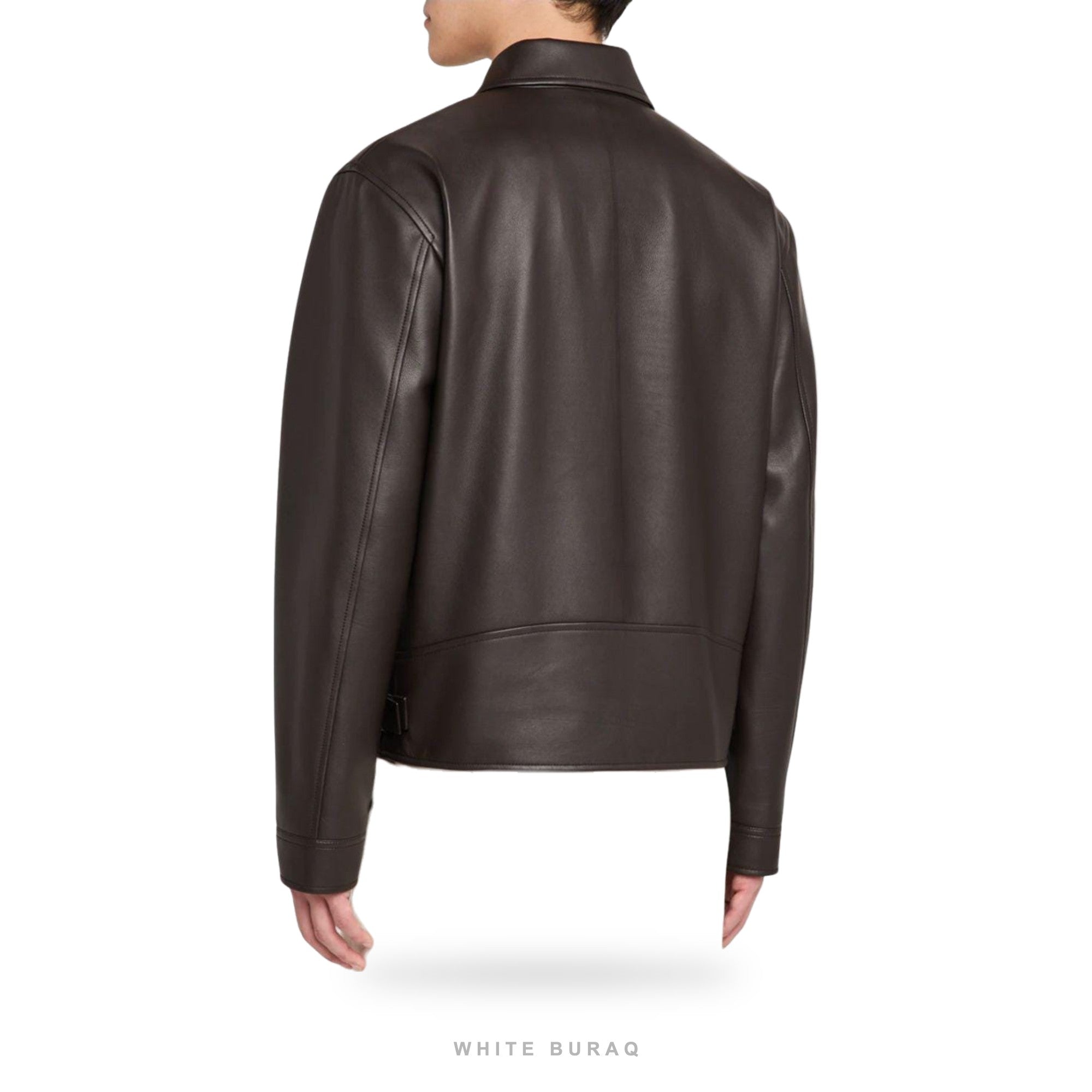 Men's Chocolate Brown Leather Moto Jacket – view 2