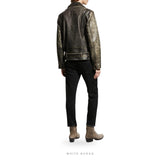 Men's Distressed Leather Vintage Moto Jacket – view 2